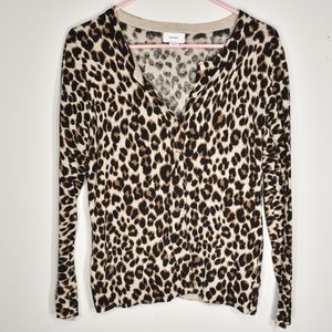 Old Navy Leopard Cardigan Long Sleeve Button M